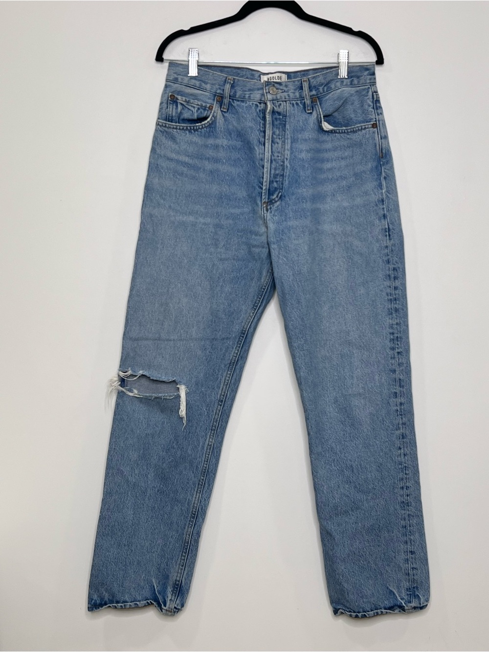 AGOLDE 90’s Pinch Waist Jeans Abstract High Rise Distressed Straight Leg